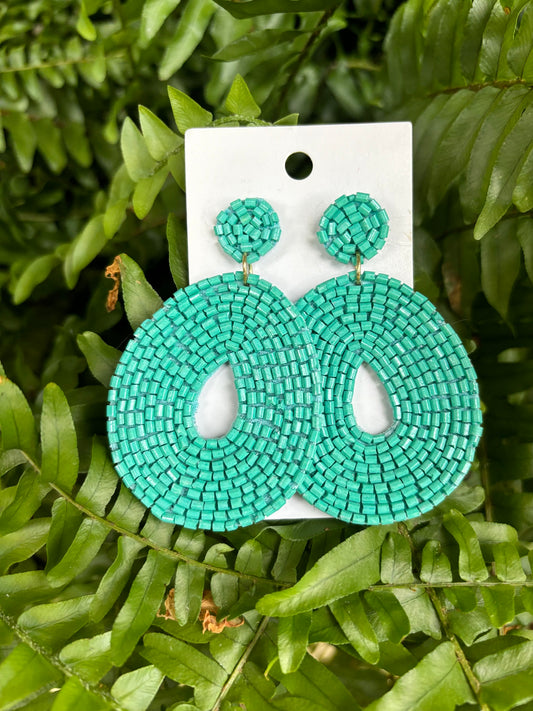 Beaded Oval Earrings