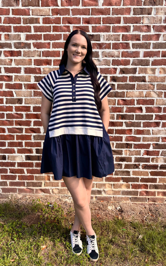 Navy Harvest Polo Dress