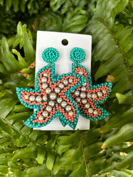 Aqua Starfish Earrings